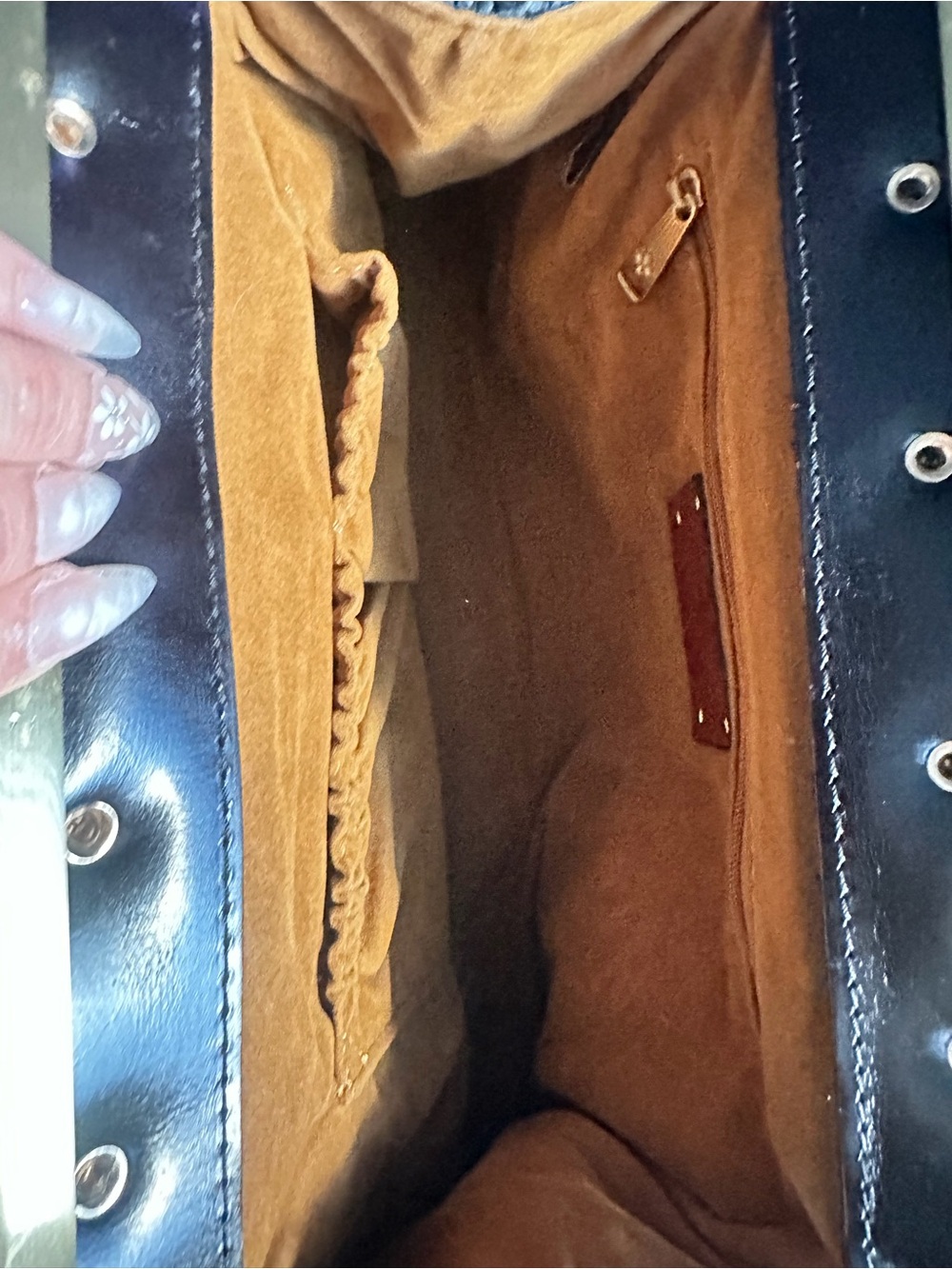 Patricia Nash Red Leather Frame-Top Shoulder Bag with Brown Strap - Picture 4 of 6